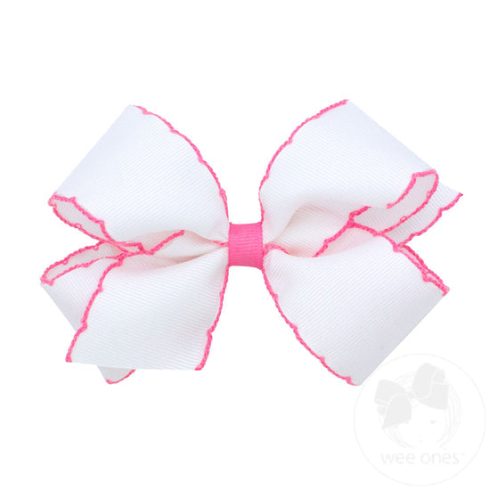 Medium Moonstitch Grosgrain Hair Bow with Contrasting Wrap