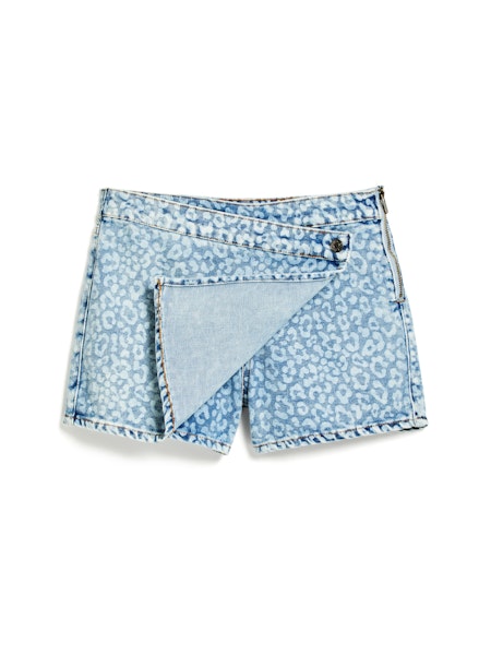 Blue Leopard Overlap Skort