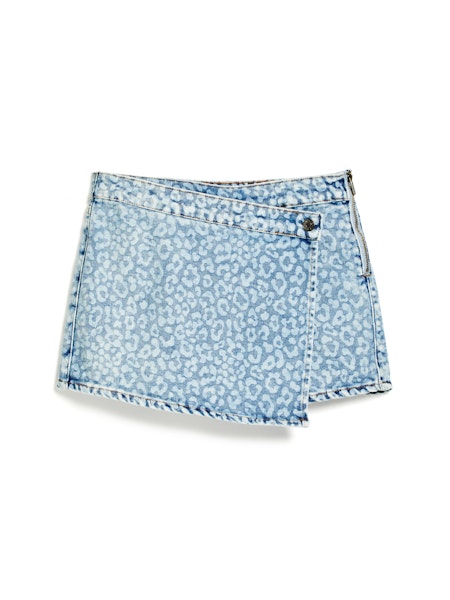 Blue Leopard Overlap Skort
