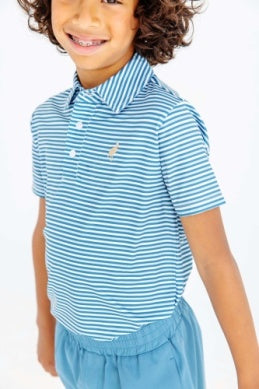 Prepletic™ Prim and Proper Polo Sumner County Stripe (Barnsley Blue)/Keeneland Khaki