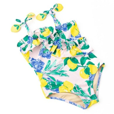 Santorini Citrus Ruffle One Piece