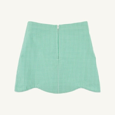 Perrin Scallop Skirt Gibson Island Green Mini Gingham/Worth Ave White