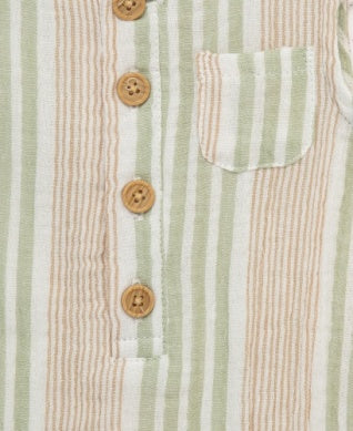 Stripe Guaze Romper and Hat Set