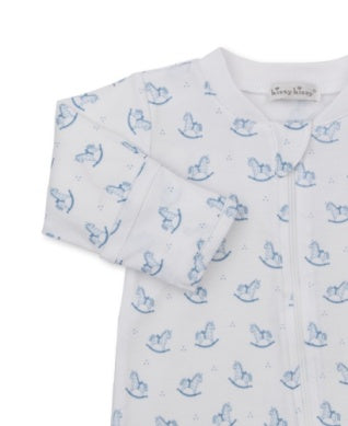 Blue Gingham Rockers Zip Footie