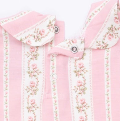Antoinette Stripe - Smocked Peter Pan Snap Footie