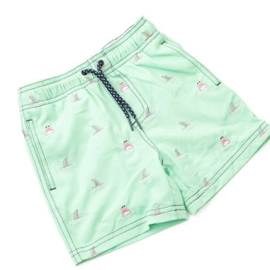 Mint Shark Icon Embroidered Trunks