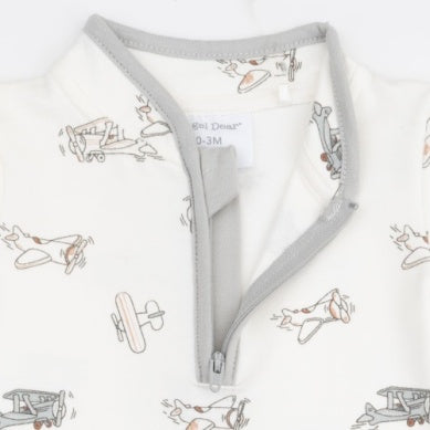 Vintage Airplane Pilots - Zip Neck Romper