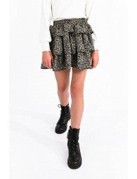 Black Daisy Ruffled  Skirt