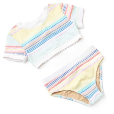 Surfer Stripe Ribbed Cropped 2 Piece
