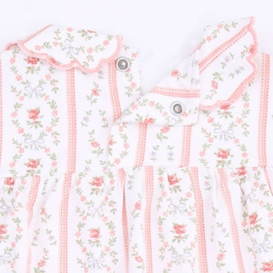Marnie Rosebud Stripe - Long Sleeve Petal Collar Dress And Bloomer