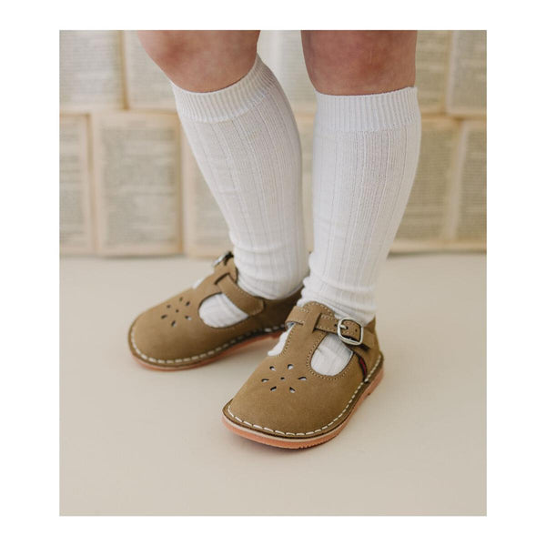 Joy Classic Nubuck Khaki Leather T-Strap Mary Jane