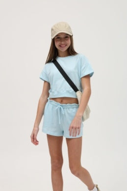 Calypso French Terry Rollup Sleeve Waistband Tee
