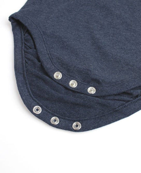 Navy Long Sleeve 2-Button Henley Bodysuit