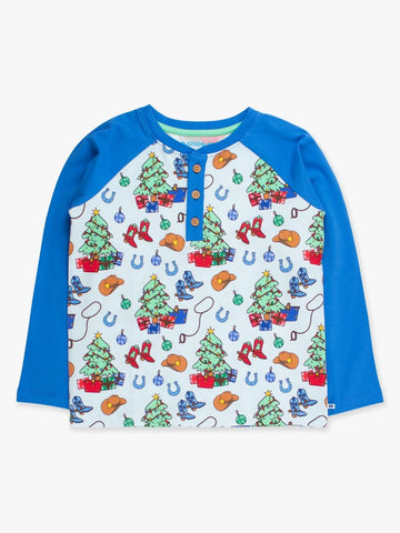 Yuletide Yeehaw Raglan Henley Tee