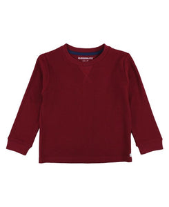 Maroon Waffle Knit Crew Neck – 4 Kids Only