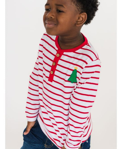 Christmas Tree Red Stripe Henley