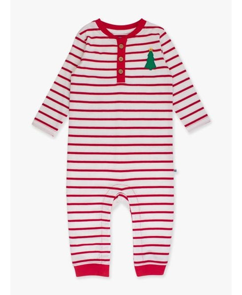 Christmas Tree Red Stripe Henley Romper