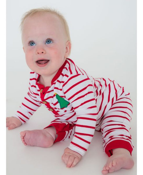 Christmas Tree Red Stripe Henley Romper