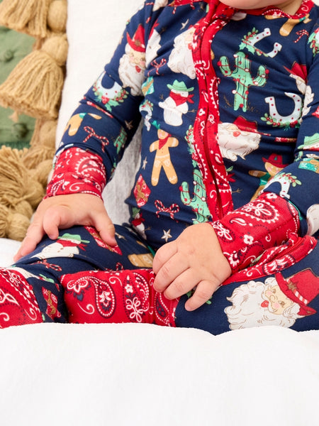 Giddy Up Santa Western Christmas Convertible Footie Pajama