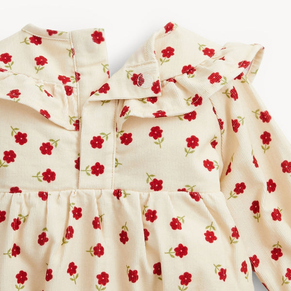 Floral Corduroy Baby Girls Ruffle Romper