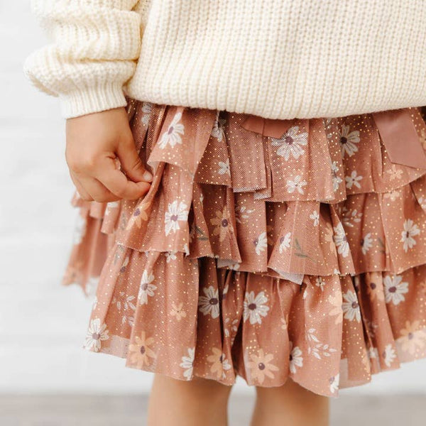 Ditsy Fall Floral Printed Tiered Tutu