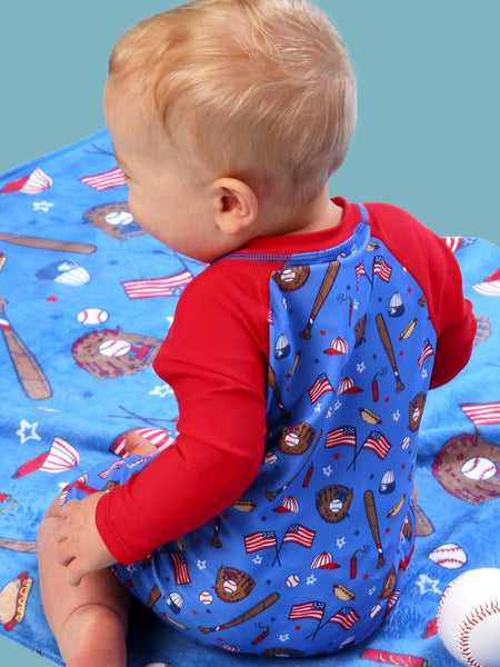 Blue Stars & Strikes Long Sleeve One Piece Rash Guard