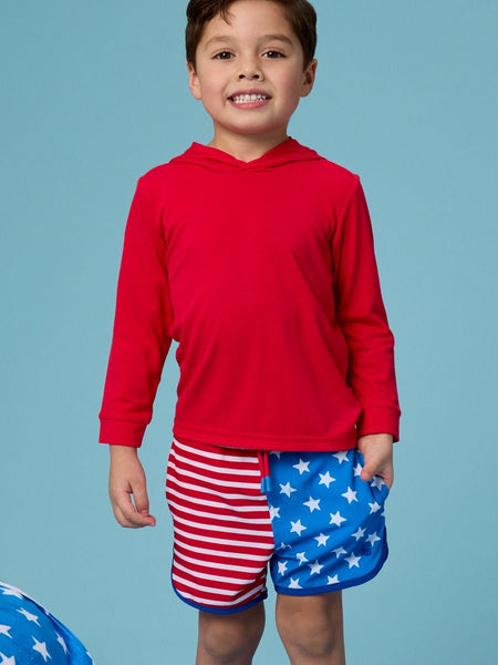 Stars & Stripes Performance Hybrid Dolphin Hem Swim Trunks