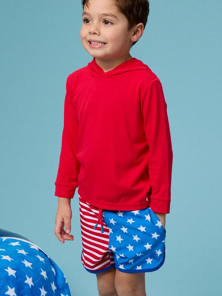 Stars & Stripes Performance Hybrid Dolphin Hem Swim Trunks