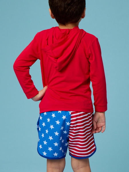 Stars & Stripes Performance Hybrid Dolphin Hem Swim Trunks
