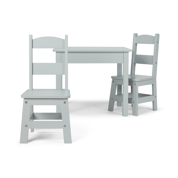 Wooden Table & 2 Chairs - Gray