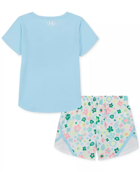 UA Floral T-Shirt & Printed Woven Shorts Set-Stream