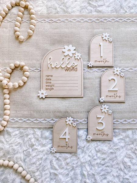 Wooden Monthly Milestone Daisy Set