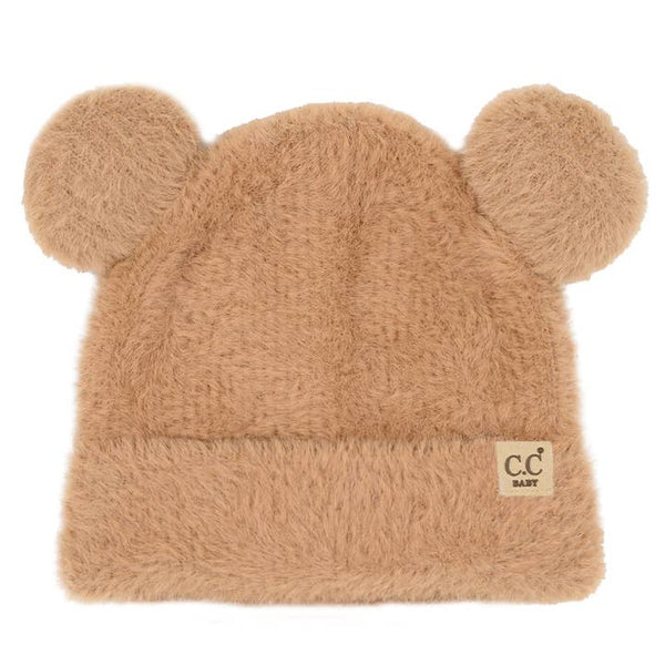 Infant Teddy Bear Ears Beanie - Camel