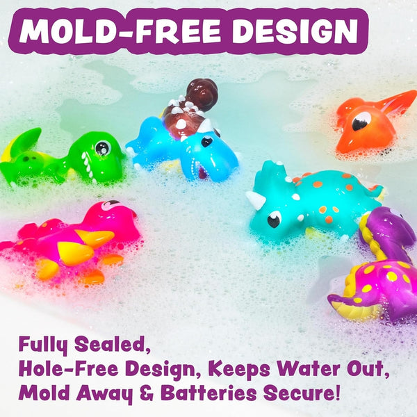 Dinosaur Light Up Bath Toys - 6 Pack