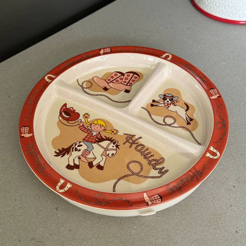 Divided Suction Plate - Howdy Cowgirl