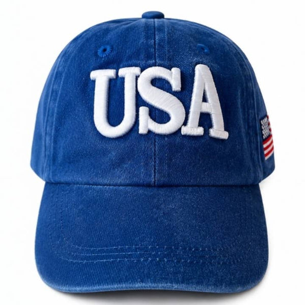 USA Kids Baseball Hat - Vintage Blue