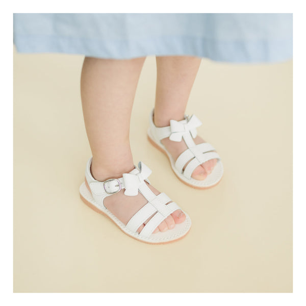 White Janie T-Strap Bow Sandal