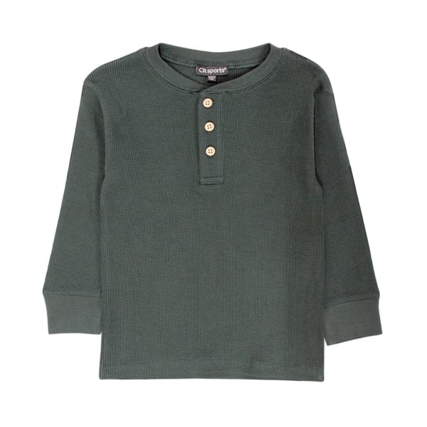 BOYS BASIC THERMAL HENLEY-FOREST GREEN