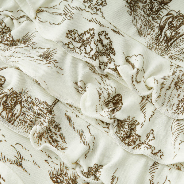 Country Toile Lux Ruffle Zip Footie