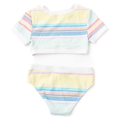 Surfer Stripe Ribbed Cropped 2 Piece