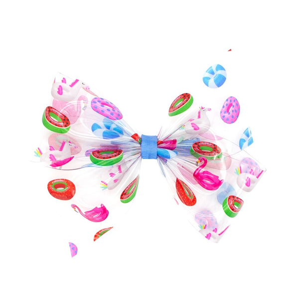 Wee Splash Printed Vinyl 2-Loop King Hair Bow