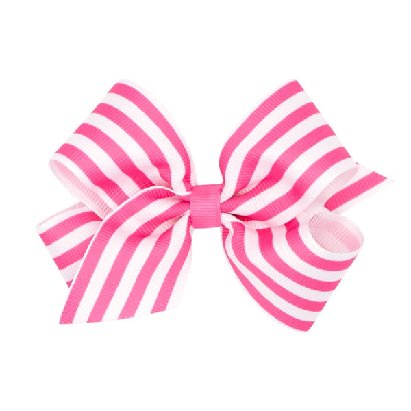 Striped Print Grosgrain Medium Bow