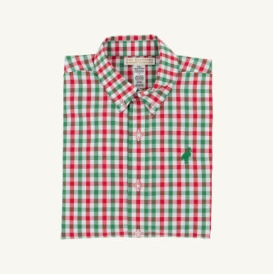 Deans List Dress Shirt | Richmond Red and Kiawah Kelly Green Gingham
