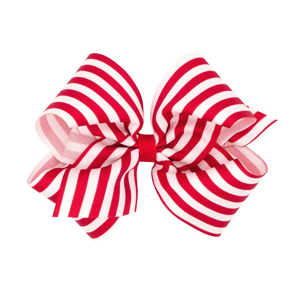 Striped Print Grosgrain King Bow