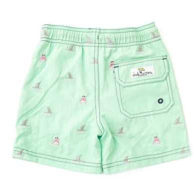 Mint Shark Icon Embroidered Trunks