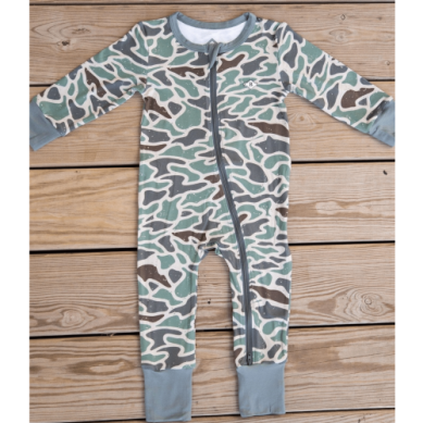 Retro Duck Camo Camo Zip Up Romper