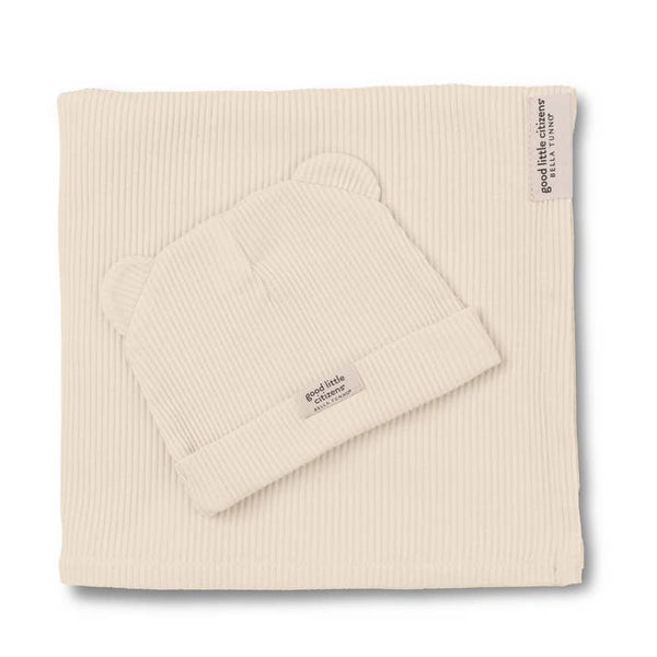 BT Linen Rib Swaddle & Beanie Set