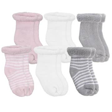 Pink 6 Pack Baby Socks