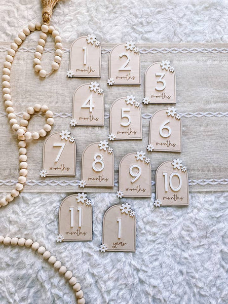 Wooden Monthly Milestone Daisy Set