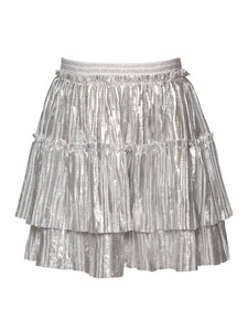 2 Tiered Mini Pleat Skirt-Silver